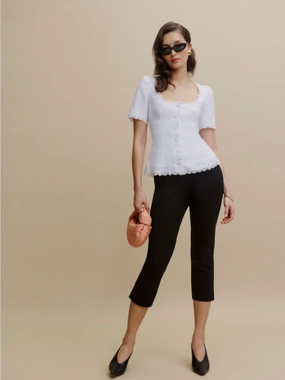 Reformation Posie Pedal Pusher Pant Black - Size 12